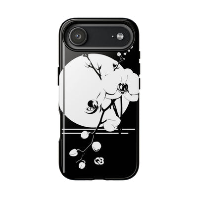 Black Tough Phone Case for iPhone - Lunar Orchid Grid
