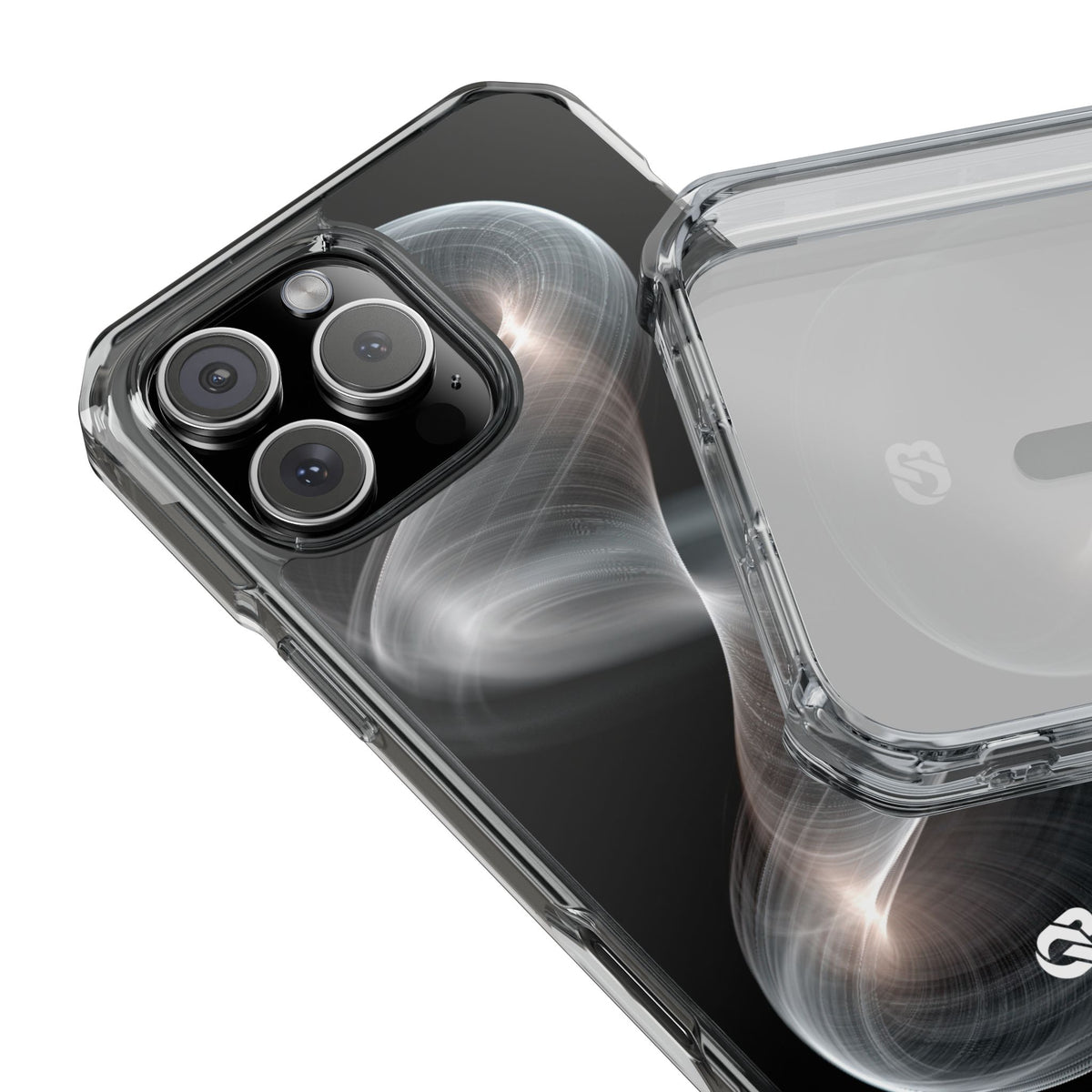 Luminous Vortex · Clear Impact Magnetic Phone Case for iPhone · Black