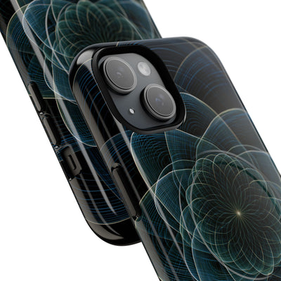 Blue Tough 2.0 Magsafe Phone Case for iPhone - Celestial Wireframe Bloom