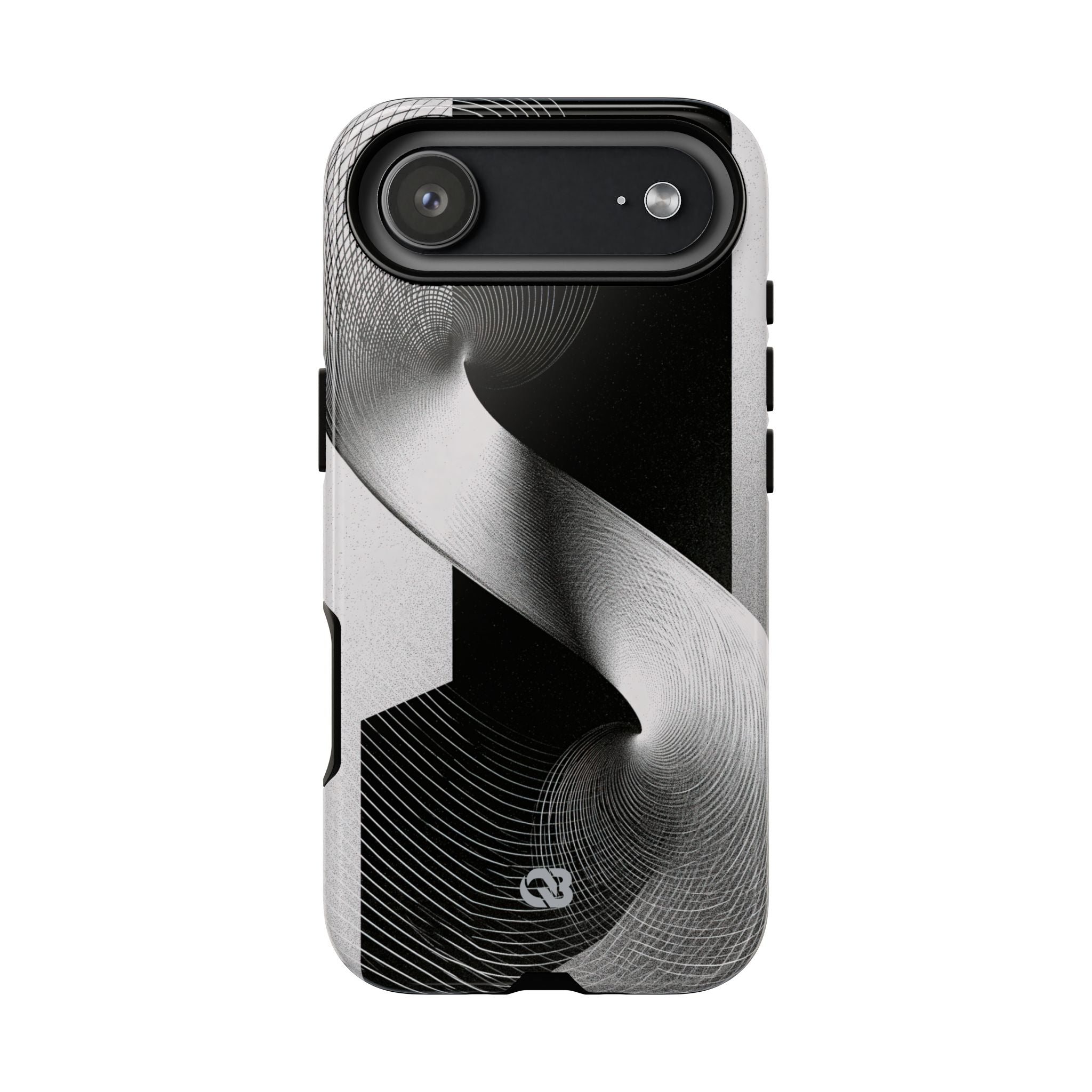 Grey Tough Phone Case for iPhone - Obsidian Moiré Wave