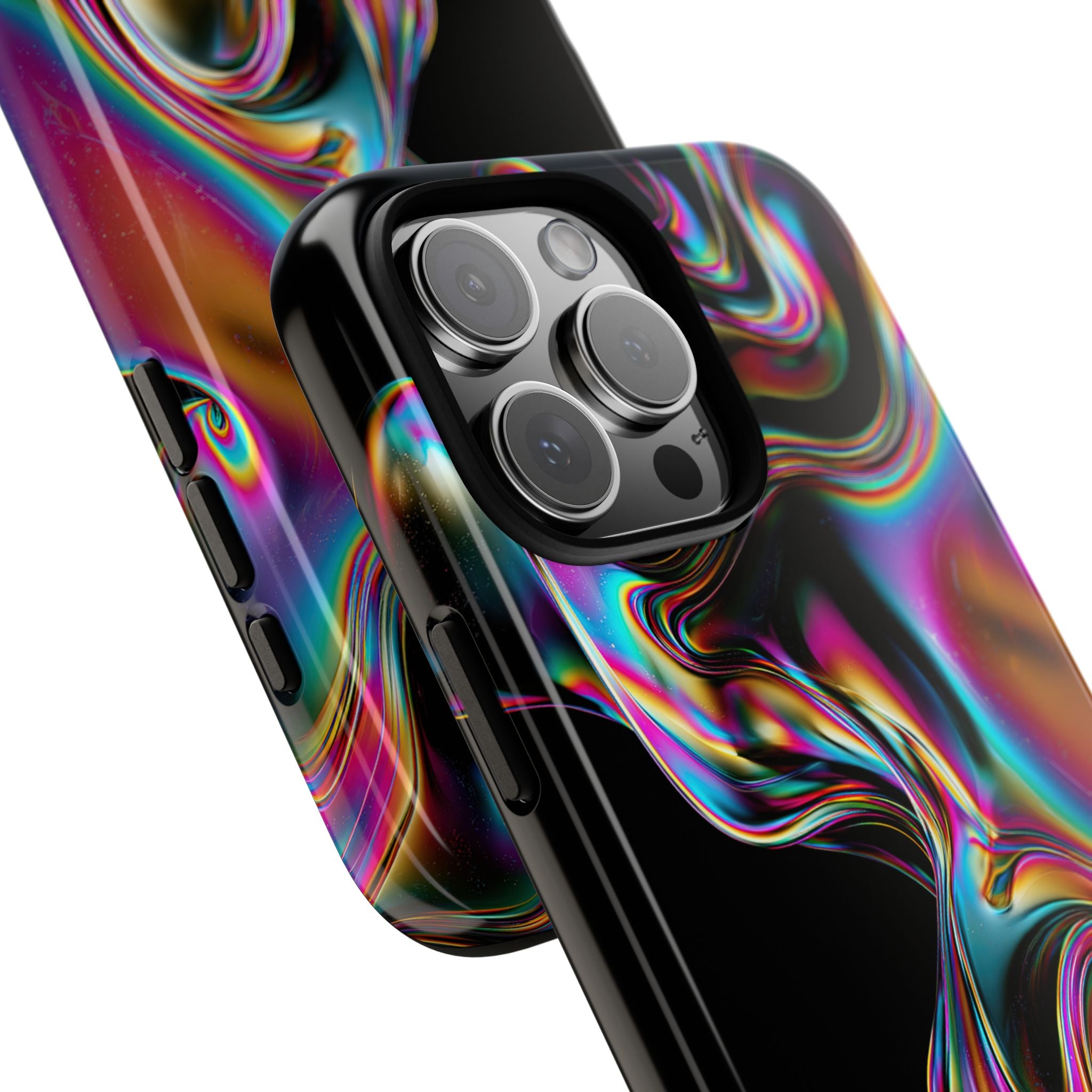 Purple Tough Phone Case for iPhone - Liquid Neon Chrome