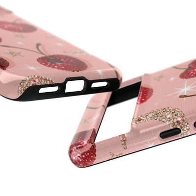 Bedazzled Ruby Cherries · Tough Phone Case for Pixel ·  Pink