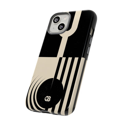 Black Tough Phone Case for iPhone - Ivory Signal Grid