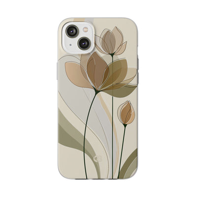 Beige Lite Phone Case for iPhone - Muted Ochre Petals