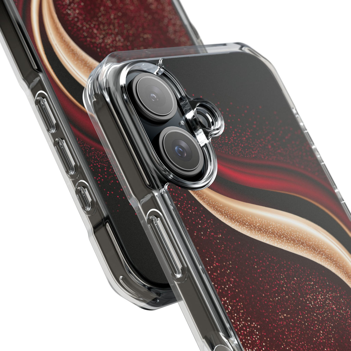 Gilded Crimson Flow · Clear Impact Magnetic Phone Case for iPhone · Red