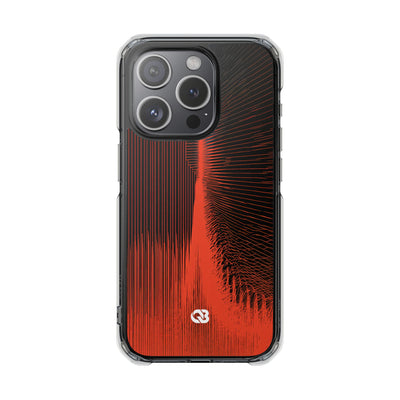 Red Impact MagSafe Phone Case for iPhone - Crimson Frequency Pulse
