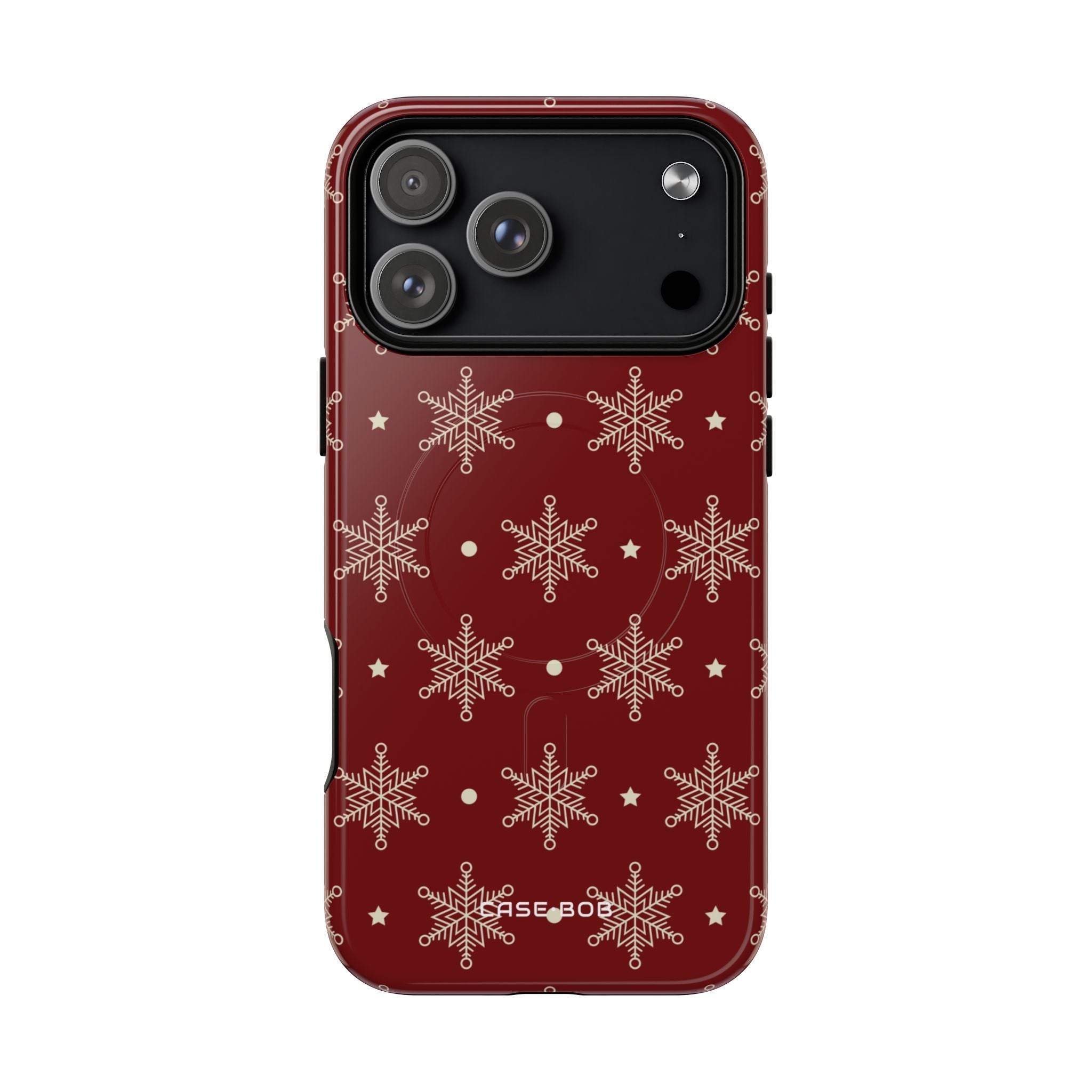 Cream Snowflake Crimson iPhone 17 Pro Max Case - Tough+ - CASE•BOB