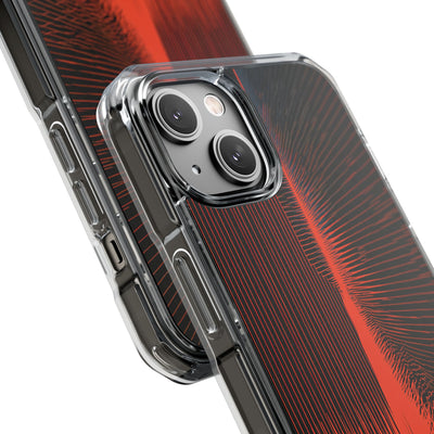 Red Impact MagSafe Phone Case for iPhone - Crimson Frequency Pulse