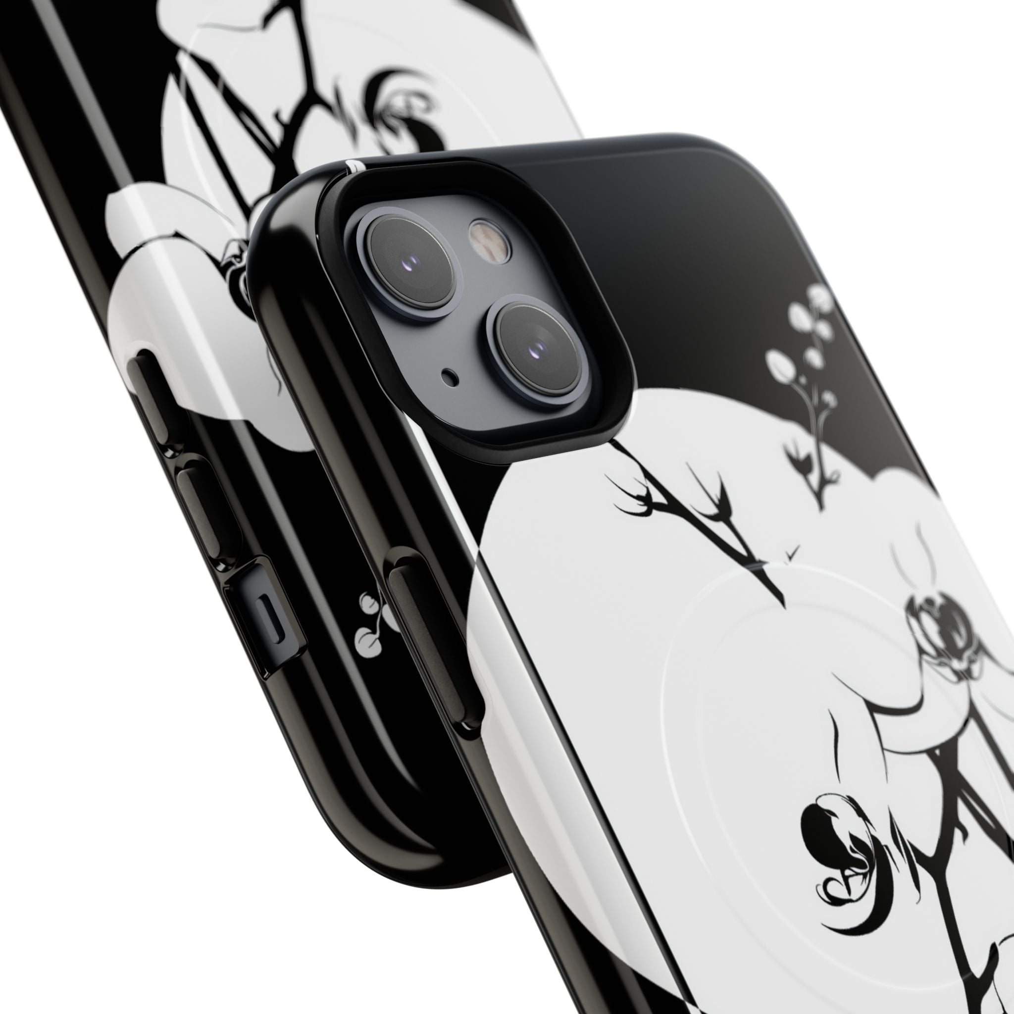 Black Tough 2.0 Magsafe Phone Case for iPhone - Lunar Orchid Grid
