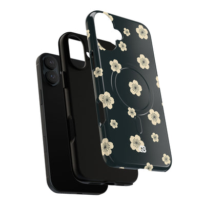 Teal Tough 2.0 Magsafe Phone Case for iPhone - Obsidian Cream Petals