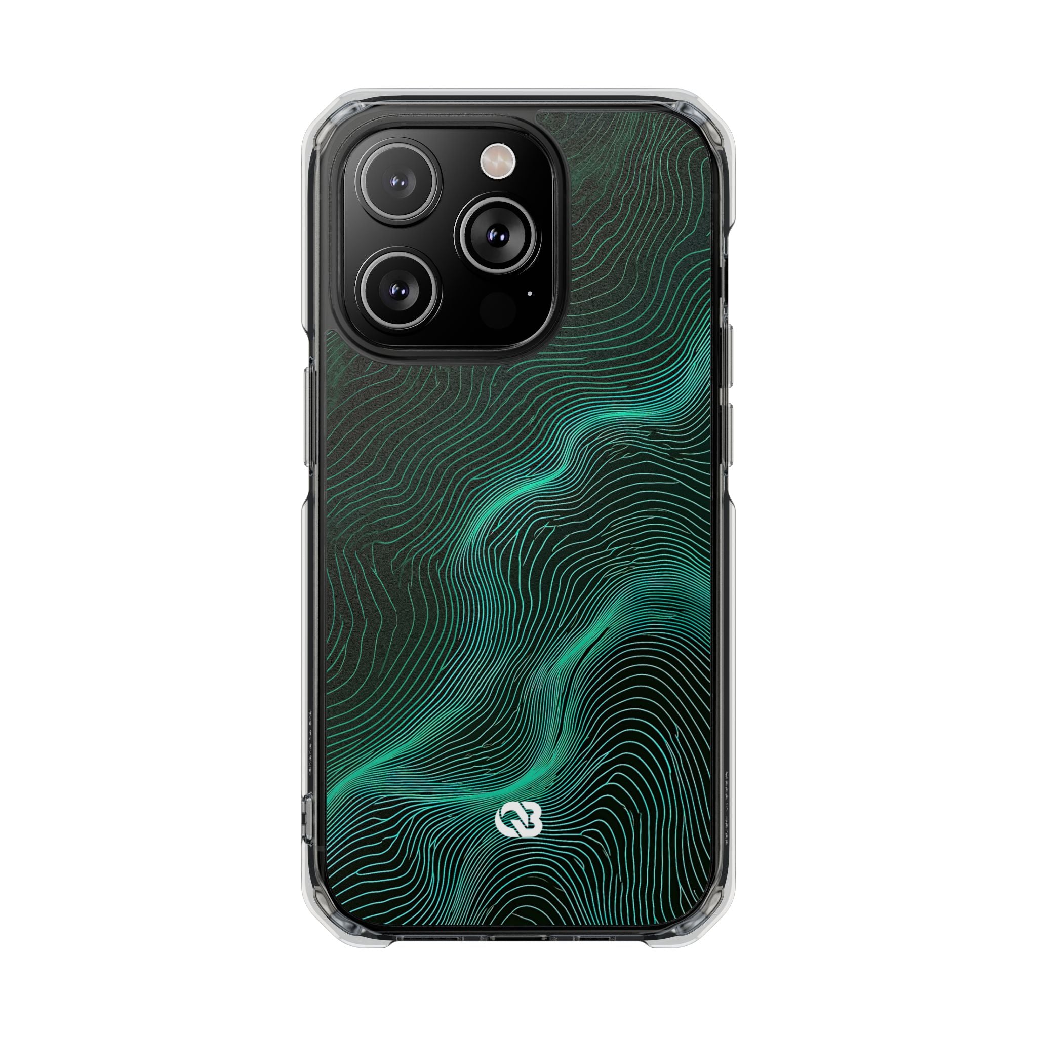 Teal Impact MagSafe Phone Case for iPhone - Neon Jade Contour