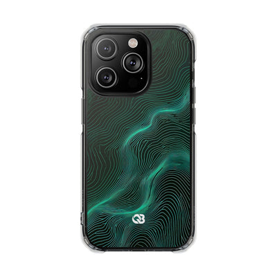 Teal Impact MagSafe Phone Case for iPhone - Neon Jade Contour