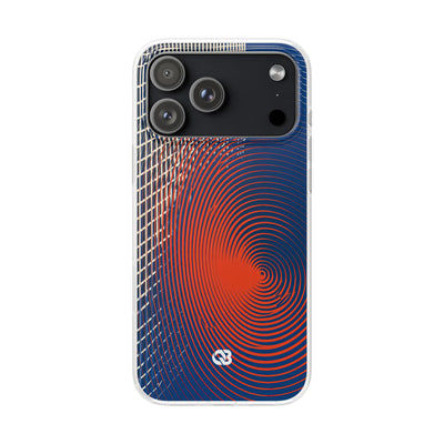 Blue Lite Phone Case for iPhone - Orange Orbit Grid
