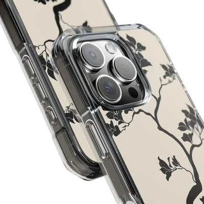 Beige Impact MagSafe Phone Case for iPhone - Obsidian Bonsai Silhouette