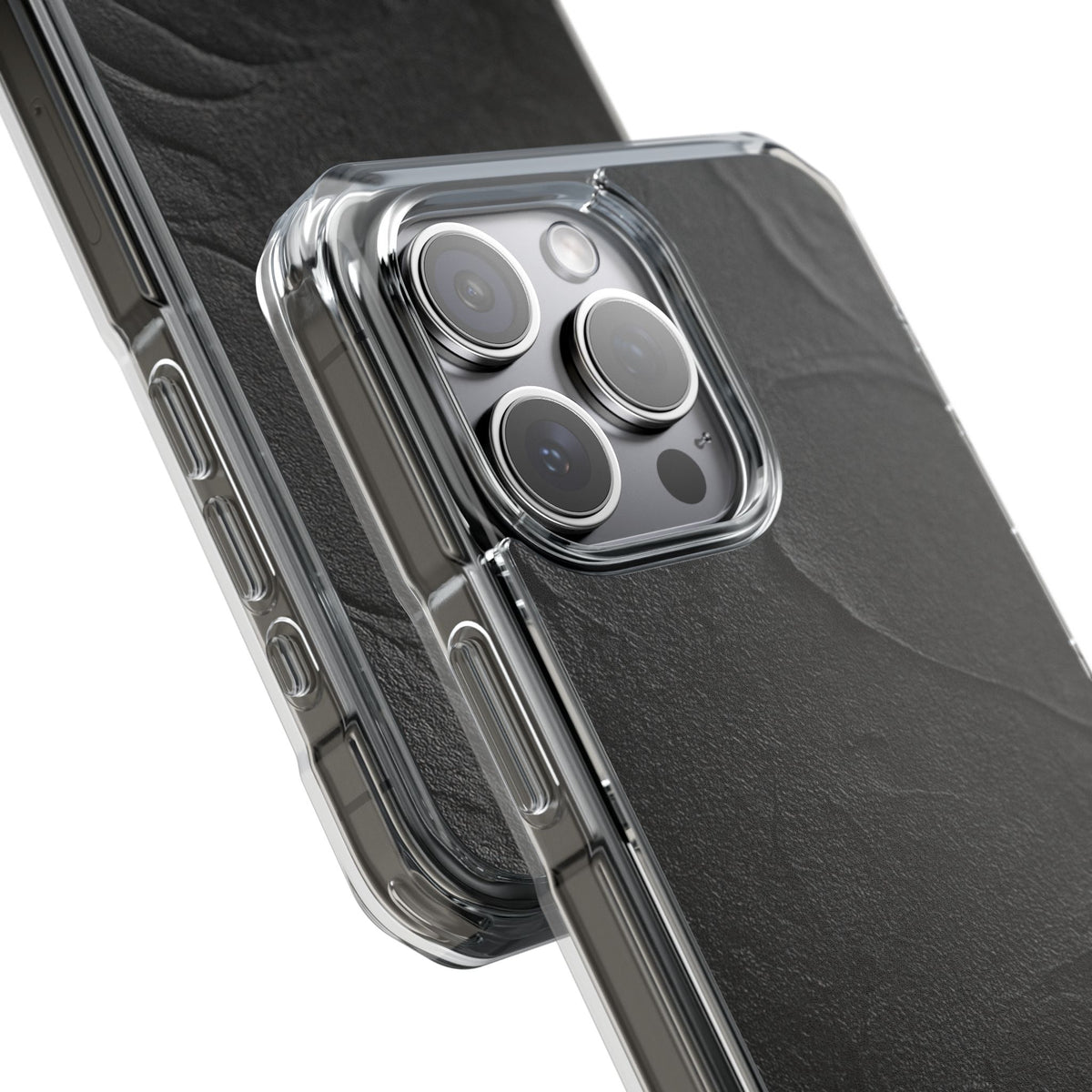 Obsidian Stucco Relief · Clear Impact Magnetic Phone Case for iPhone ·  Black