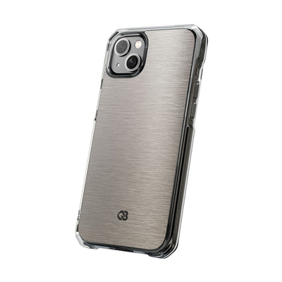 Grey Impact MagSafe Phone Case for iPhone - Brushed Nickel Linen