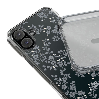 Black Impact MagSafe Phone Case for iPhone - Midnight Slate Blossom
