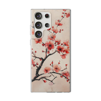 Crimson Silk Flora · Soft Phone Case for Samsung