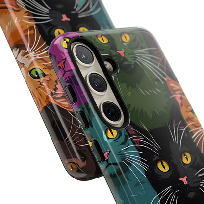 Teal Cat Grid Samsung S24 Plus Case - Tough