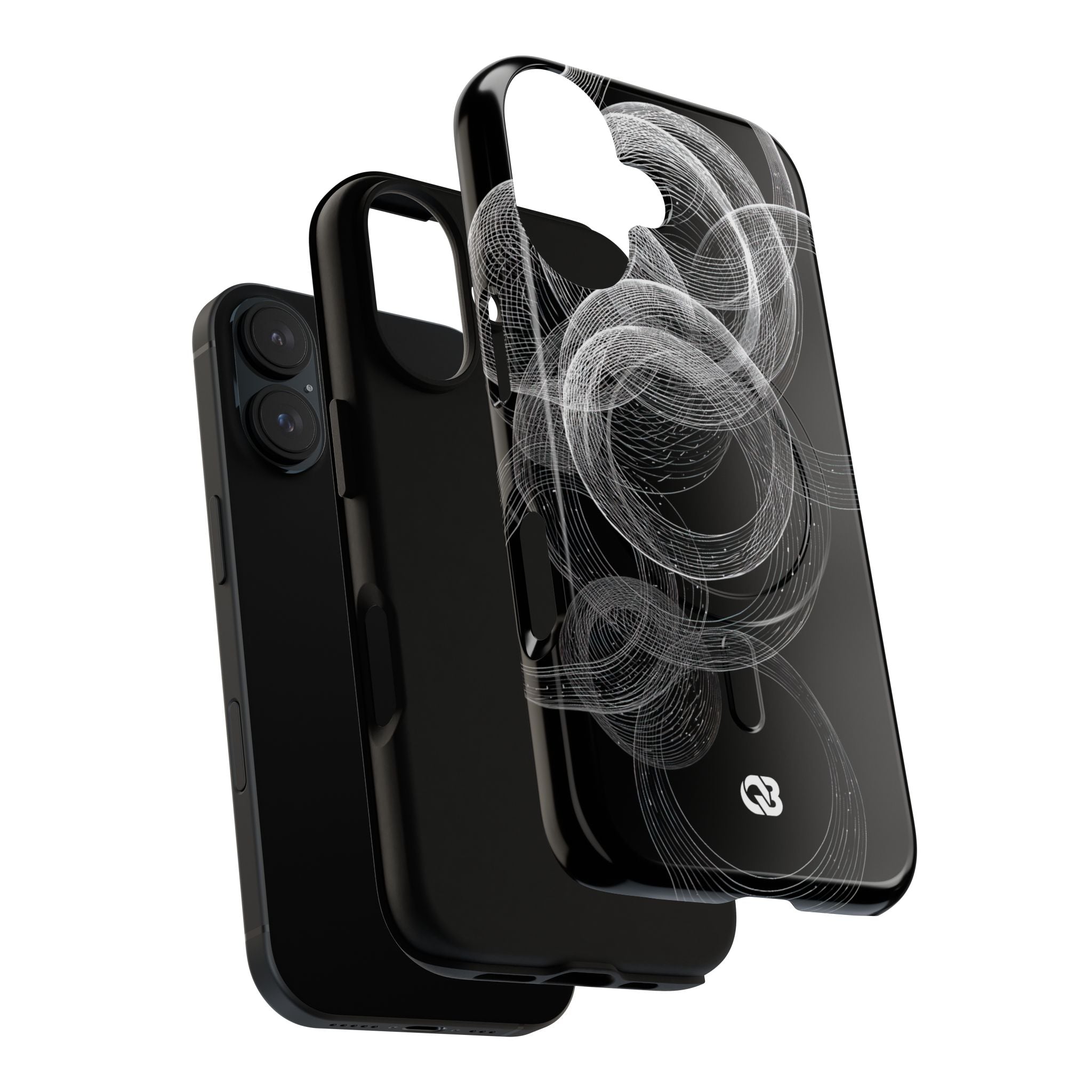 Black Tough 2.0 Magsafe Phone Case for iPhone - Kinetic Wireframe Orbit
