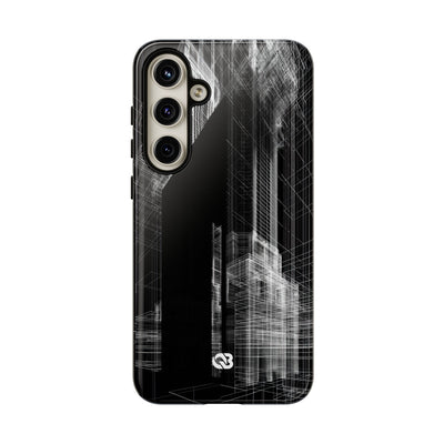 Black Tough Phone Case for Samsung - Ghost Urban Wireframe