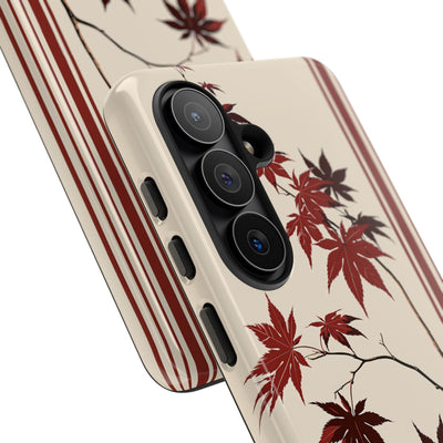 Red Tough Phone Case for Samsung - Crimson Momiji Stripe