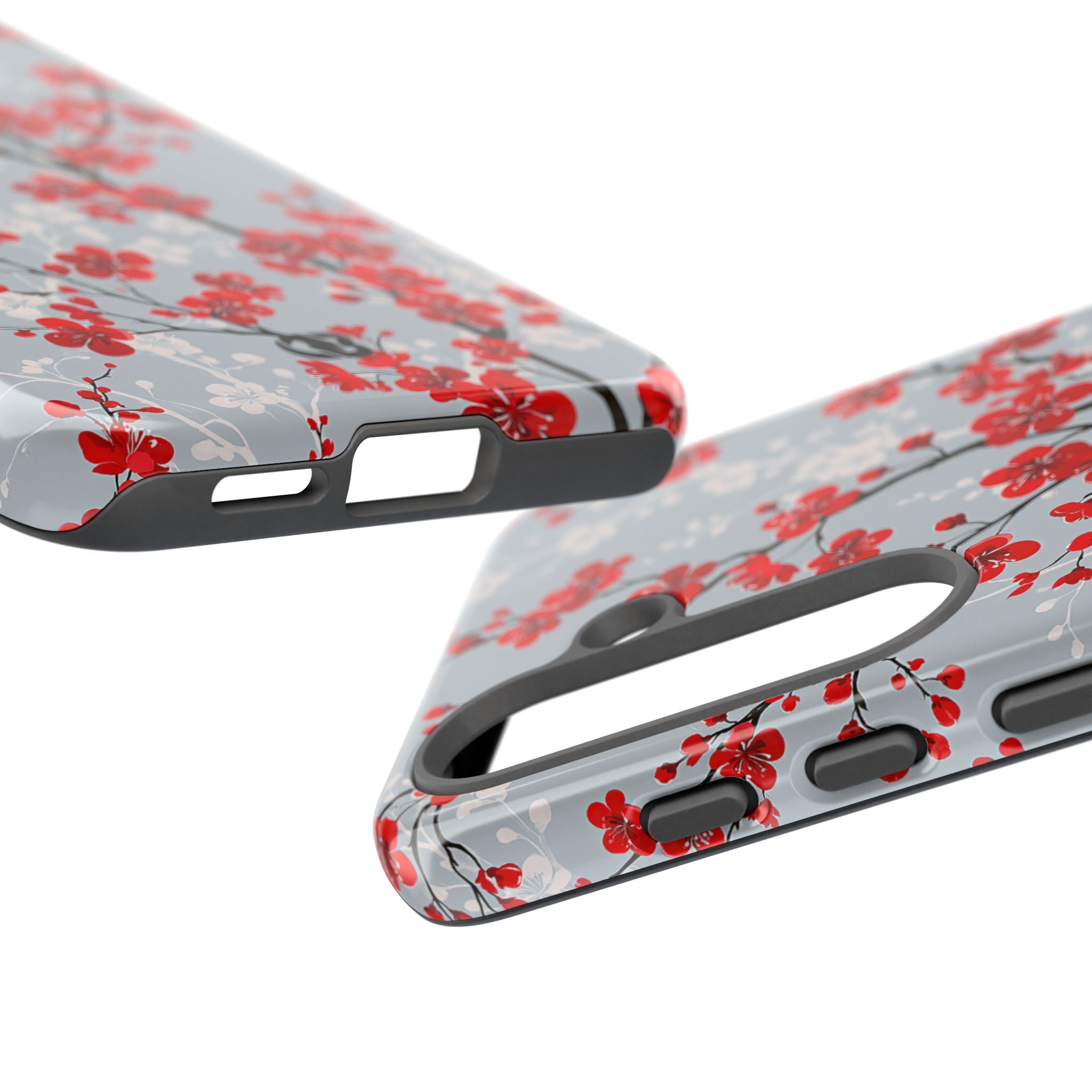 Grey Tough Phone Case for Samsung - Crimson Sakura Slate