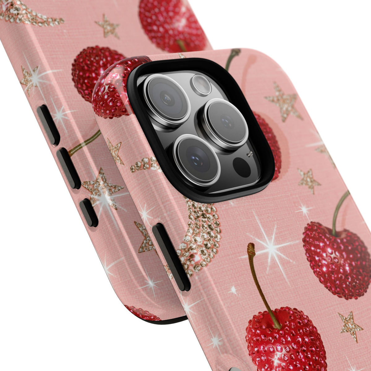Bedazzled Ruby Cherries · Tough Phone Case for iPhone · Pink