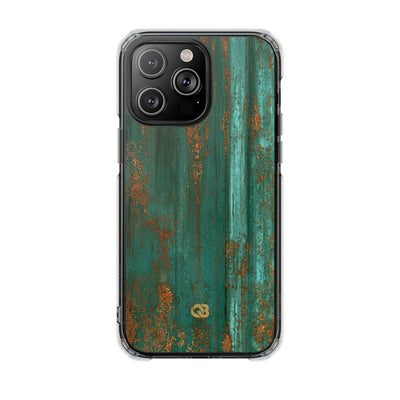 Teal Impact MagSafe Phone Case for iPhone - Verdigris Copper Siding