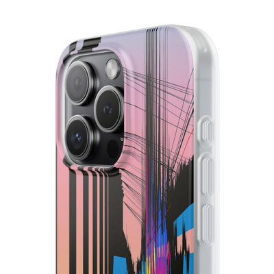 Blue Lite Phone Case for iPhone - Fractured Data Skyline