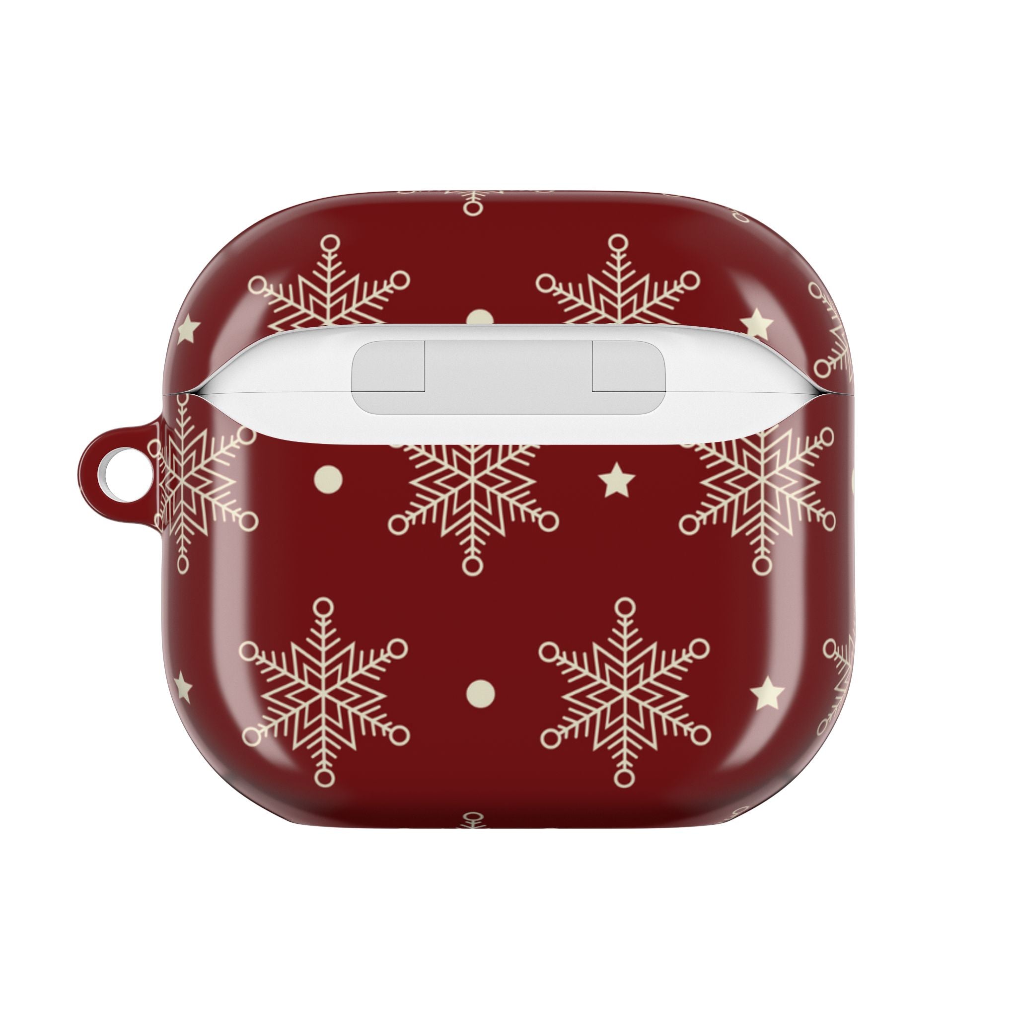 Cream Snowflakes Crimson - AirPods Case