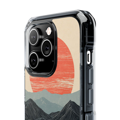 Beige Impact MagSafe Phone Case for iPhone - Crimson Ridge Flow