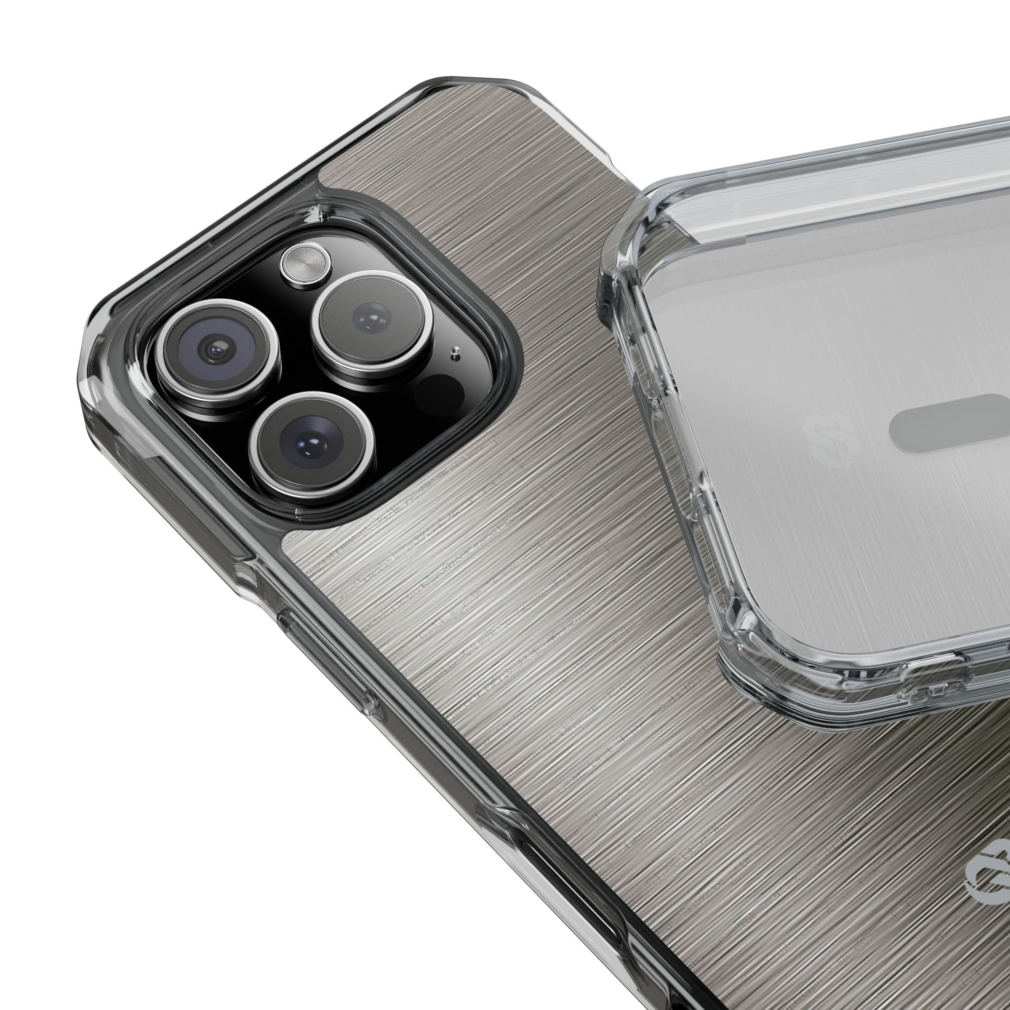 Grey Impact MagSafe Phone Case for iPhone - Brushed Industrial Steel