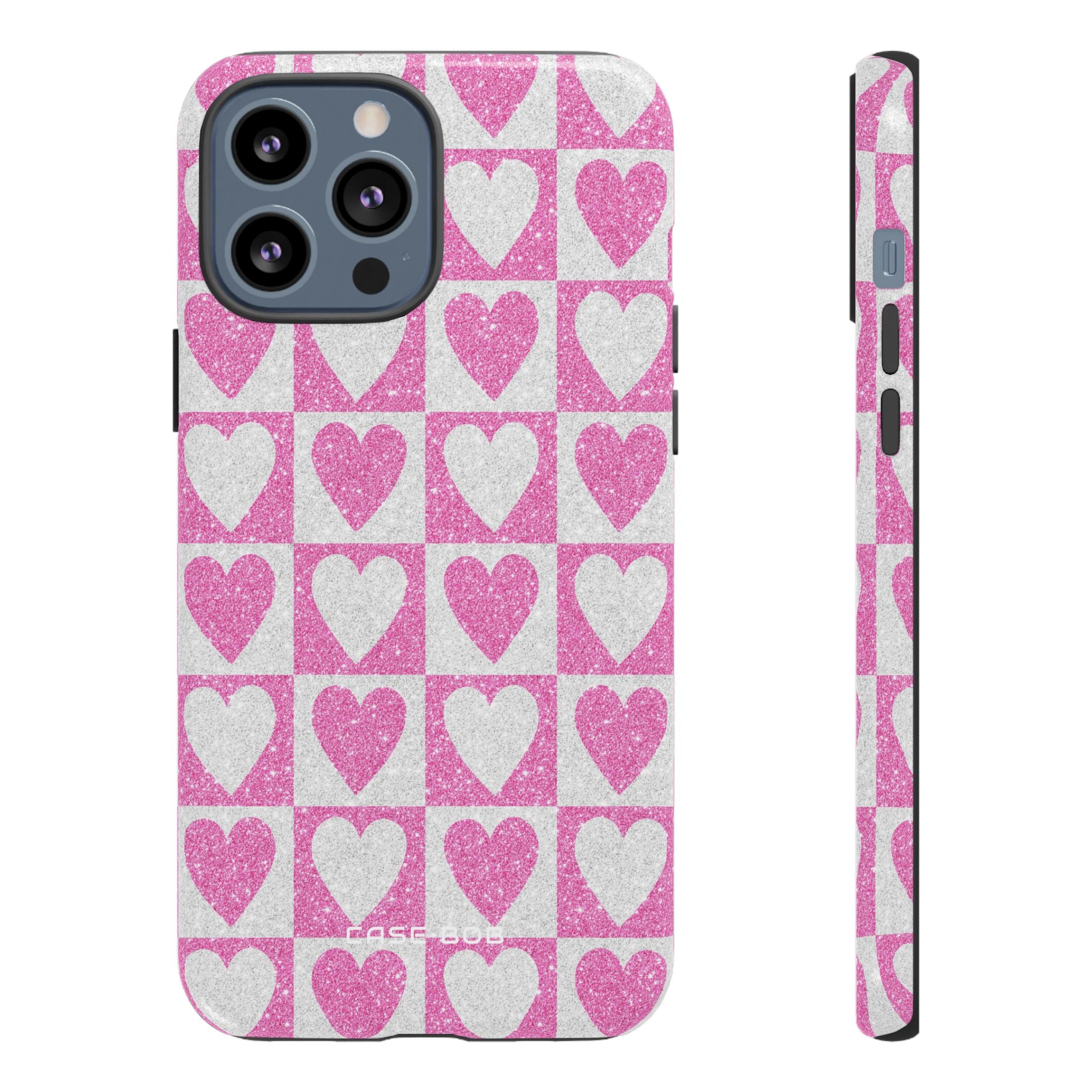 Glitter Herz Gitter iPhone 13 Pro Max Case - Tough