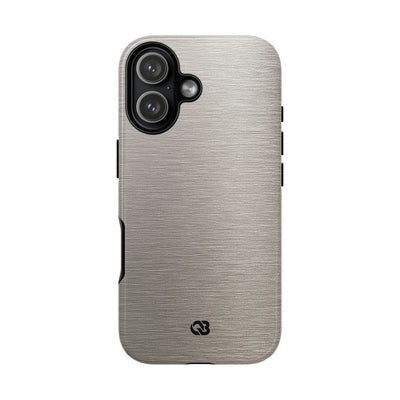 Grey Tough Phone Case for iPhone - Brushed Nickel Linen