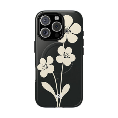 Black Tough 2.0 Magsafe Phone Case for iPhone - Obsidian Cream Bloom