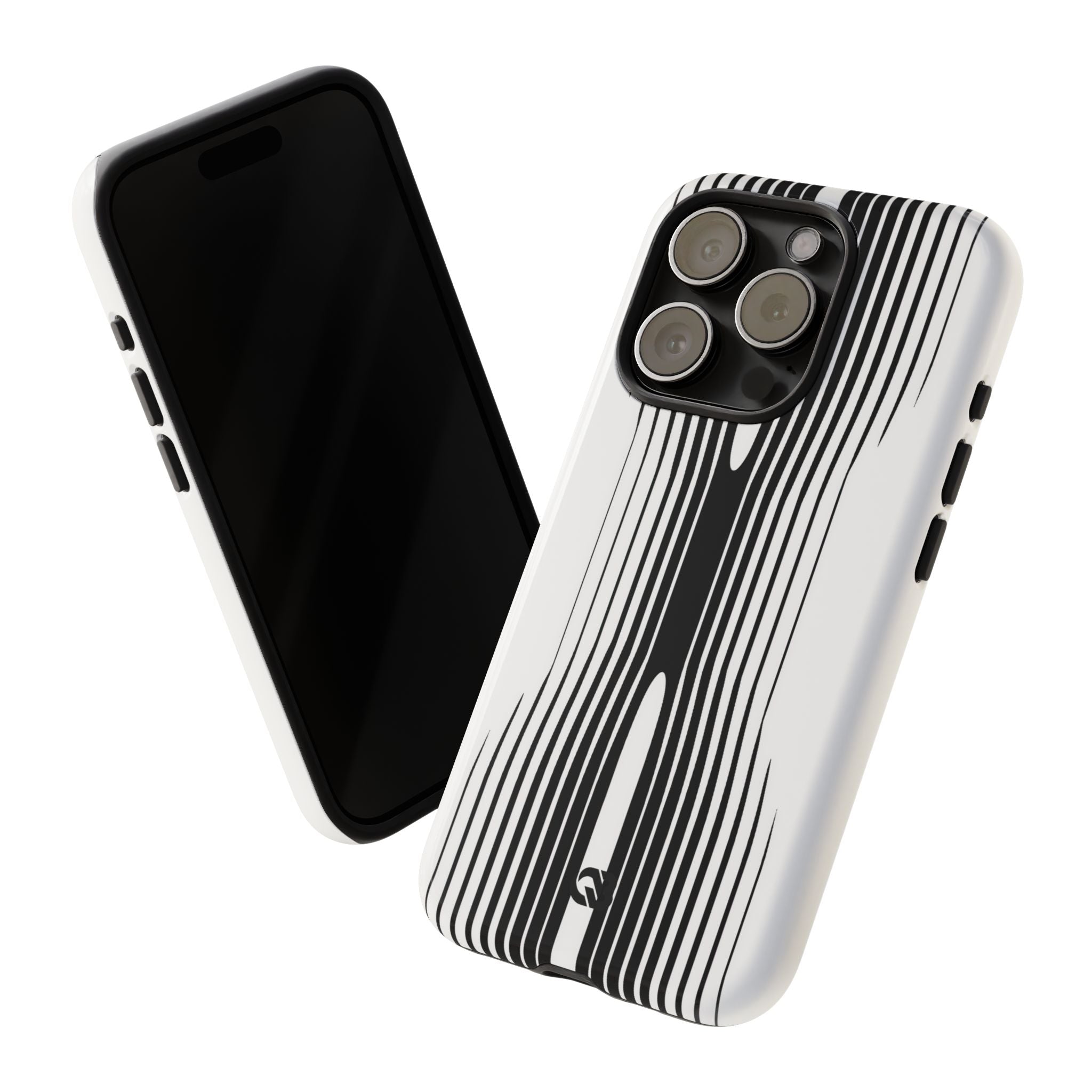 White Tough Phone Case for iPhone - Kinetic Mono Distortion