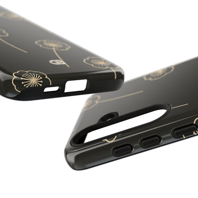 Black Tough Phone Case for Samsung - Obsidian Sand Petals