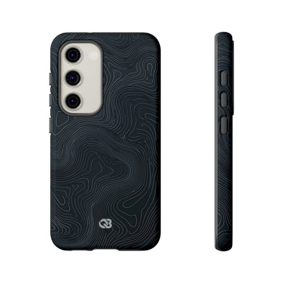 Black Tough Phone Case for Samsung - Obsidian Ridge Topo
