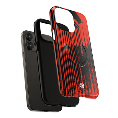 Red Tough 2.0 Magsafe Phone Case for iPhone - Crimson Brutalist Distortion