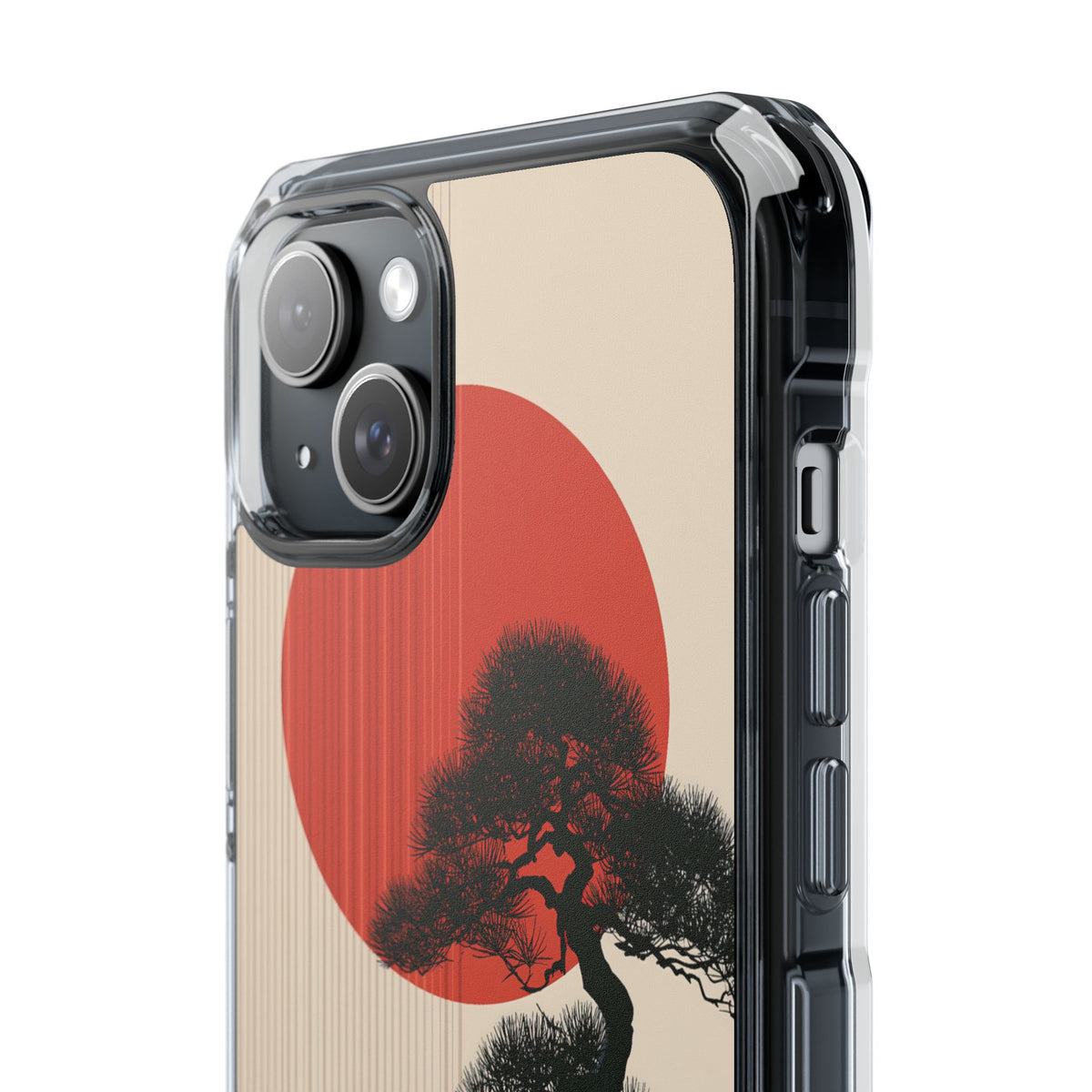 Crimson Sun Bonsai · Clear Impact Magnetic Phone Case for iPhone ·  Beige