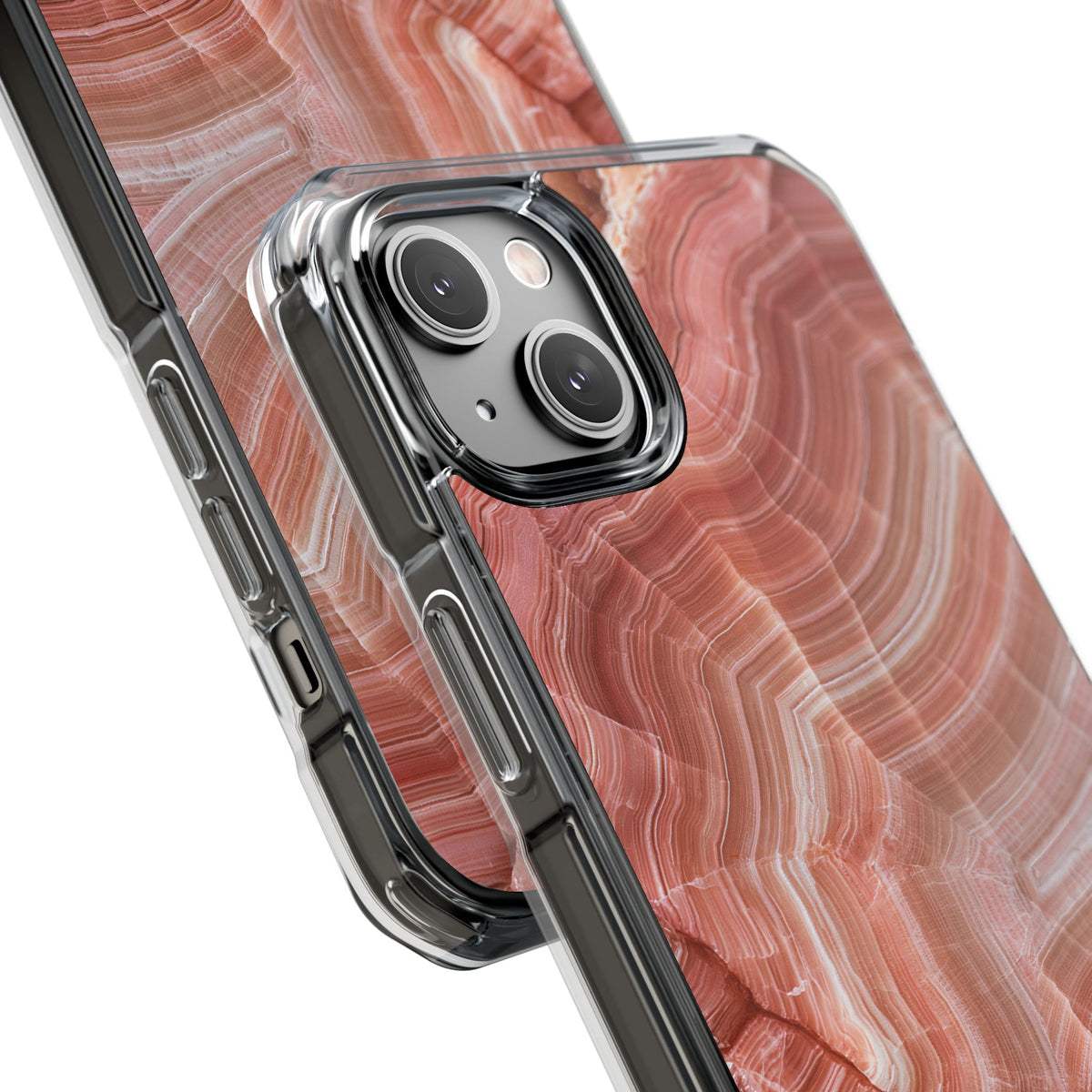 Blushing Rose Strata · Clear Impact Magnetic Phone Case for iPhone · Pink