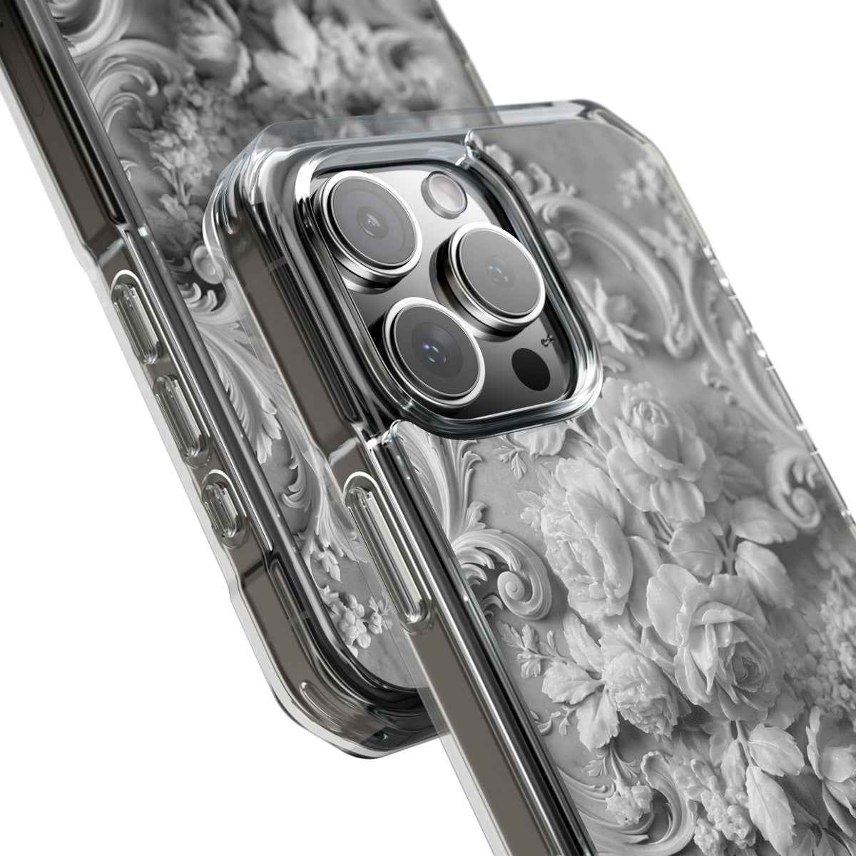 Rococo Marble Rose · Clear Impact Magnetic Phone Case for iPhone · White