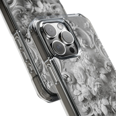 Rococo Marble Rose · Clear Impact Magnetic Phone Case for iPhone · White