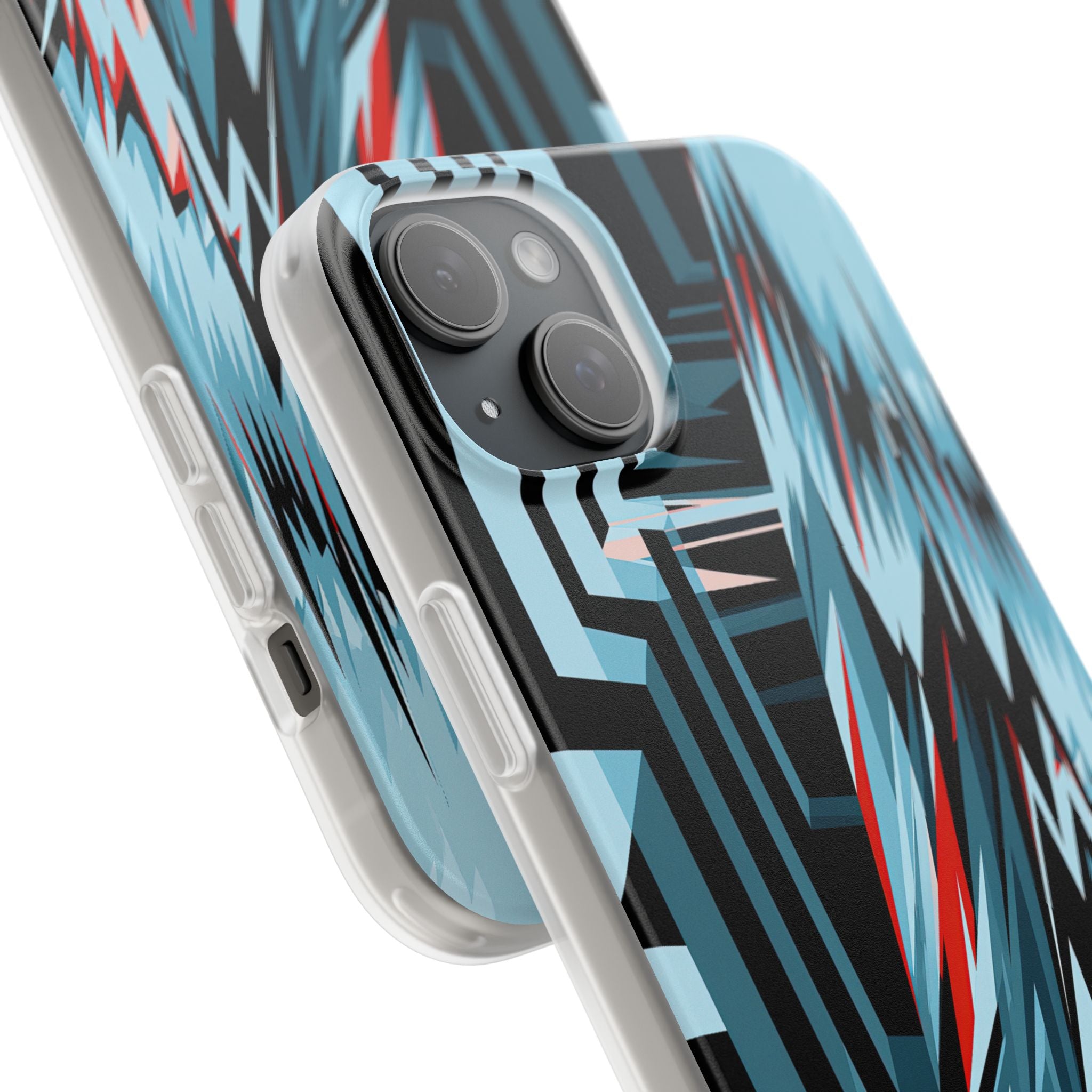 Blue Lite Phone Case for iPhone - Glitch Peak Cyan