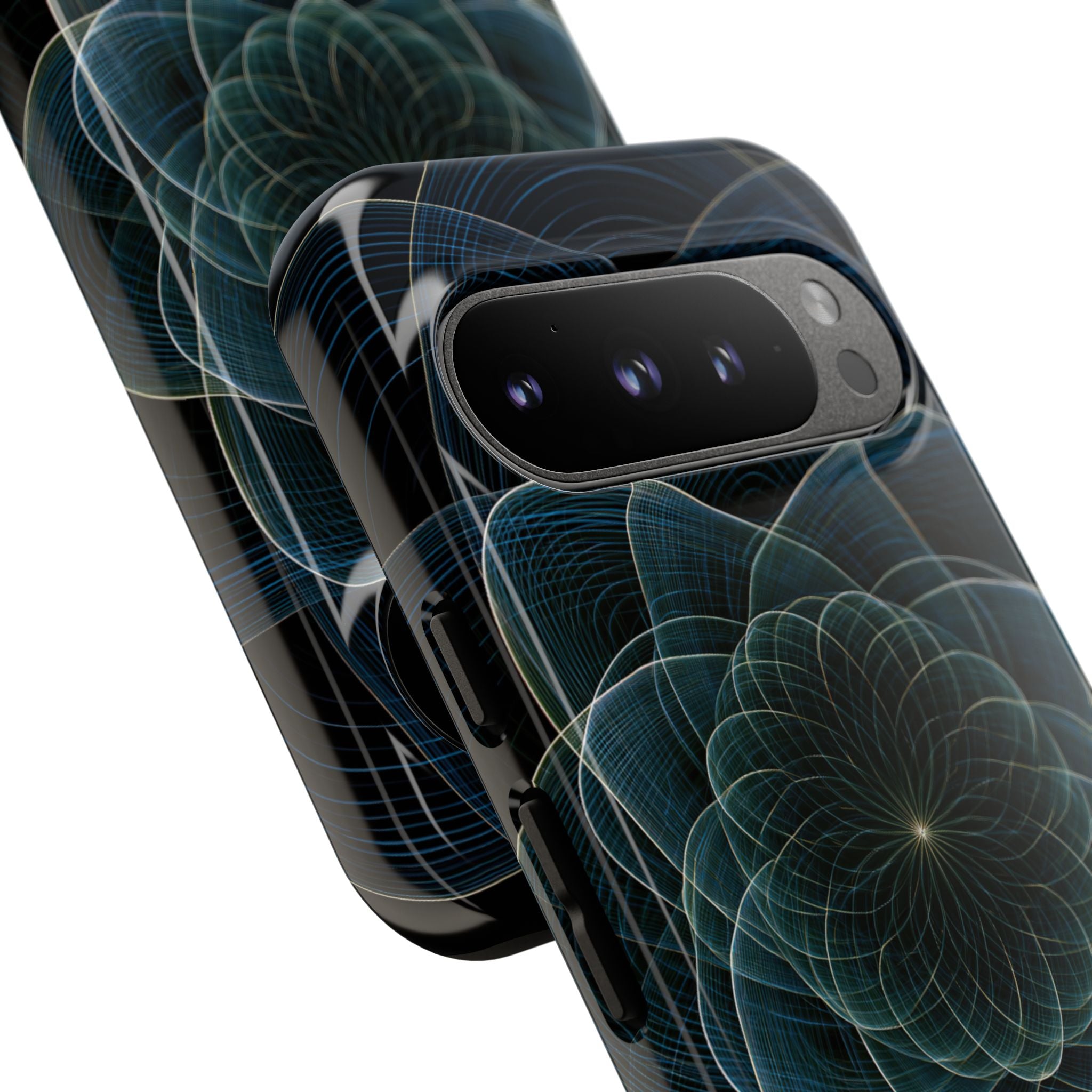 Blue Tough Phone Case for Google Pixel - Celestial Wireframe Bloom