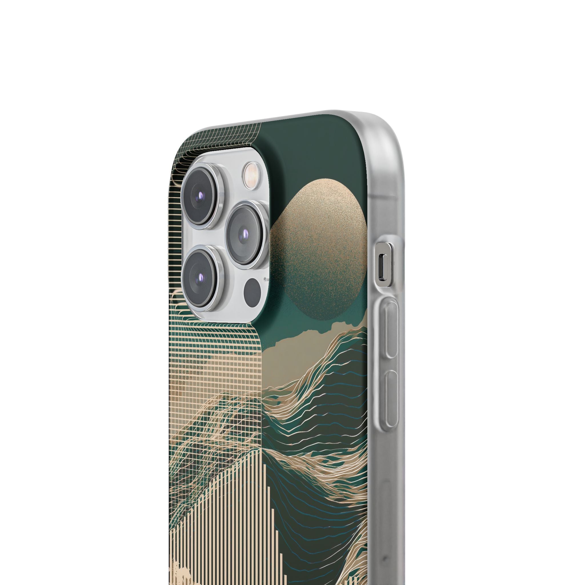 Green Lite Phone Case for iPhone - Lunar Moss Topography