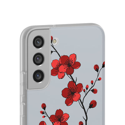 Grey Lite Phone Case for Samsung - Crimson Blossom Onyx