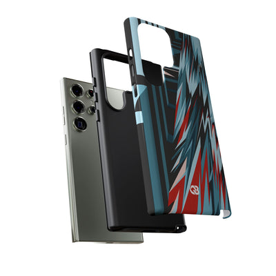 Blue Tough Phone Case for Samsung - Glitch Peak Cyan