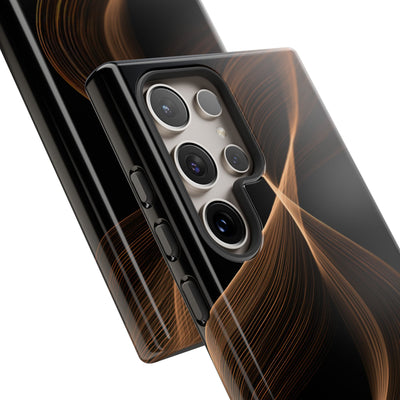 Brown Tough Phone Case for Samsung - Copper Silk Wave